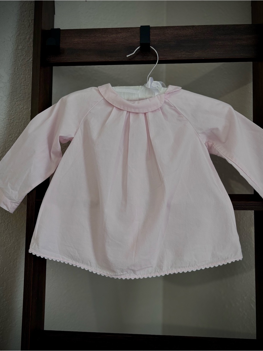 Jacadi Pale Pink Long-Sleeve Peasant Blouse